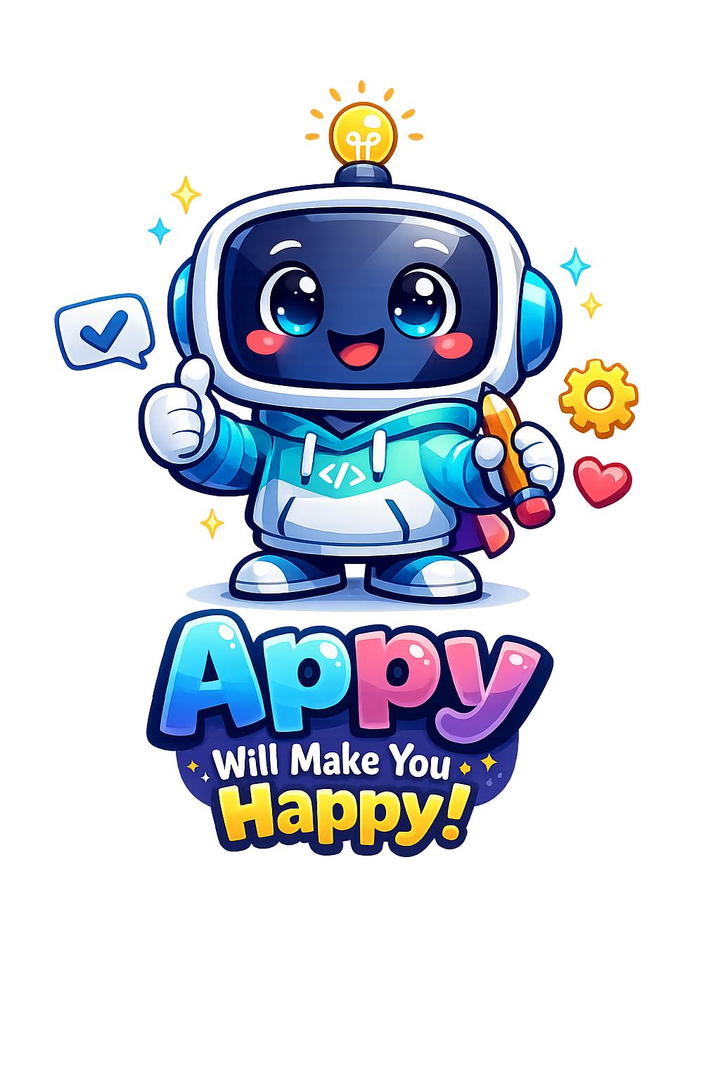 Appy, a friendly app-building robot mascot