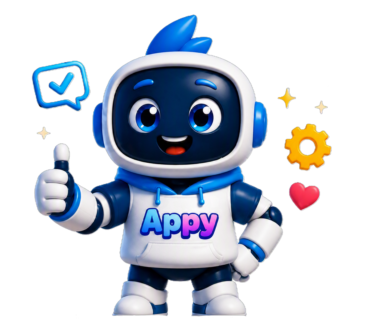 Appy, a friendly app-building robot mascot